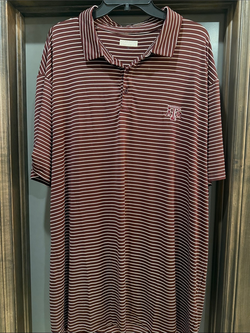 Texas A&M Maroon & White Striped Polo Shirt